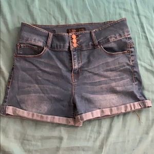 High waisted jean shorts